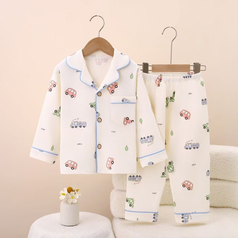 新しい子供のパジャマ春と秋の純綿の女の子の長袖のズボンの家の服の大きい子供の男の子の女の子の漫画のスーツ|undefined
