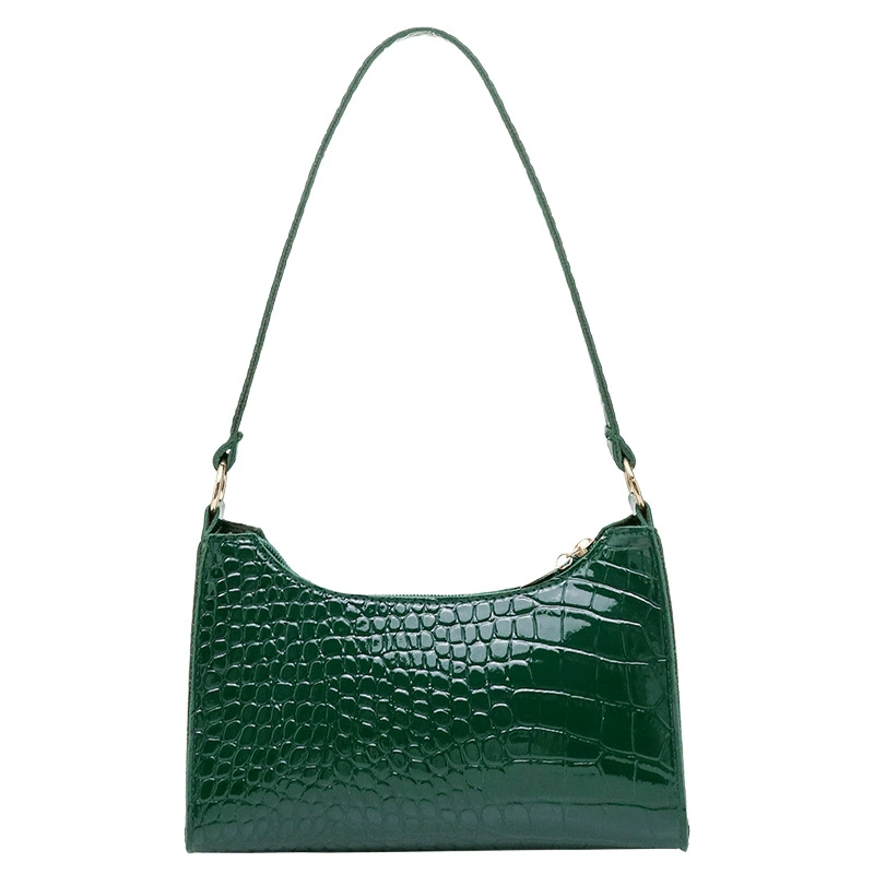 Underarm bag, crocodile-pattern faux leather, 22×6×14 cm, lightweight casual women's handbag