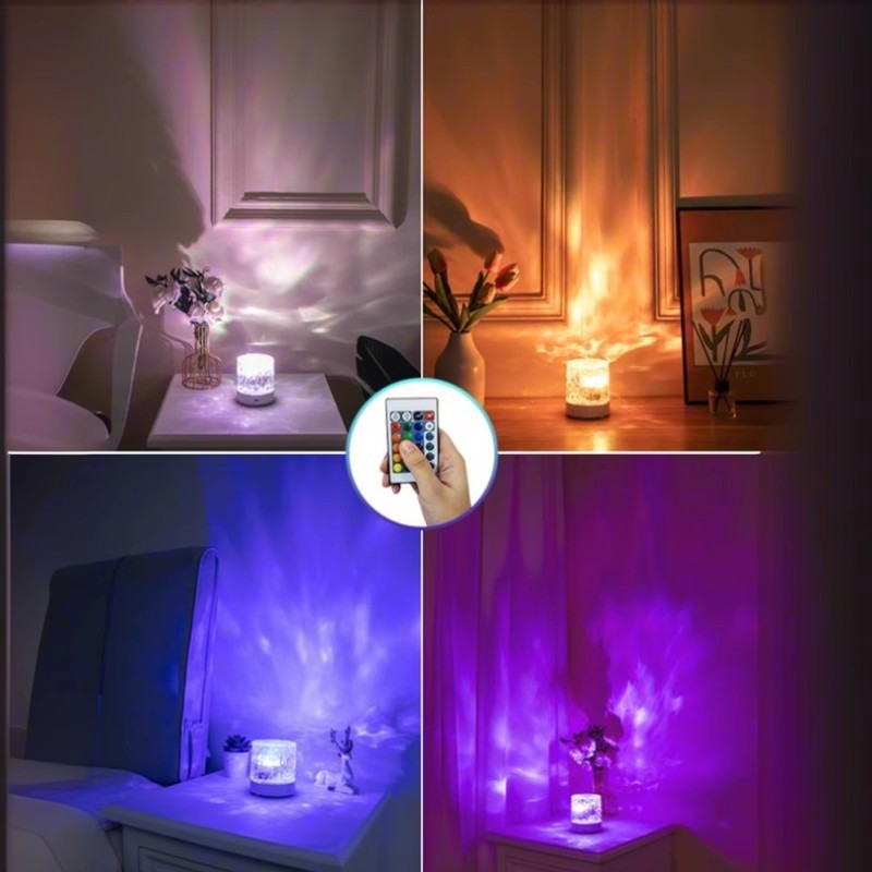 創意的な睡眠のベッドの頭の電気スタンドの水の波紋の動態の投影灯の雰囲気の夜の明かりの寝室の高級感の小さい夜の明かり|undefined