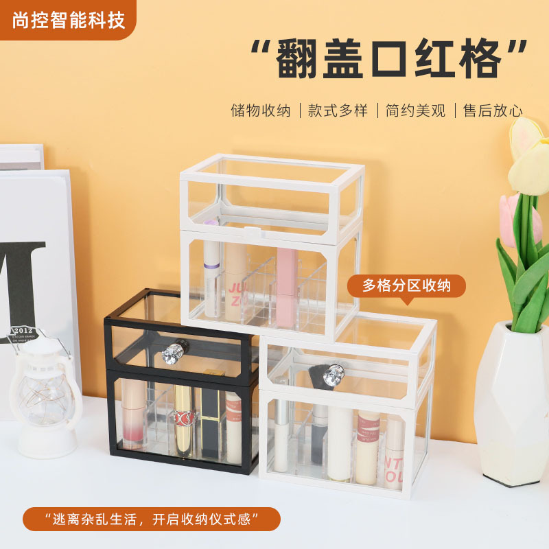 Lipstick Storage Box Dustproof Desktop Cosmetic Nail Polish with Lid Transparent Acrylic Lip Glaze Lipstick Storage Rack