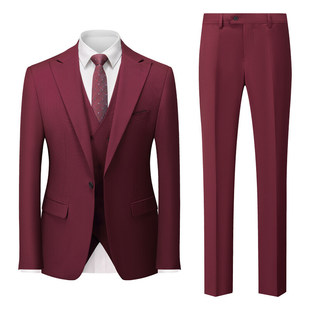 Foreign trade new suit suit men's three-piece black navy blue sapphire blue khaki red white