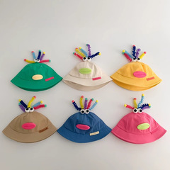 秋南 韓國兒童帽子春秋2024新款卡通遮陽嬰兒防曬盆帽寶寶漁夫帽