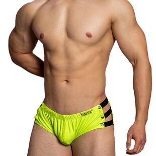 D.M men's swimming trunks low waist sexy solid color black and white boxer shorts with empty personality trendy sports