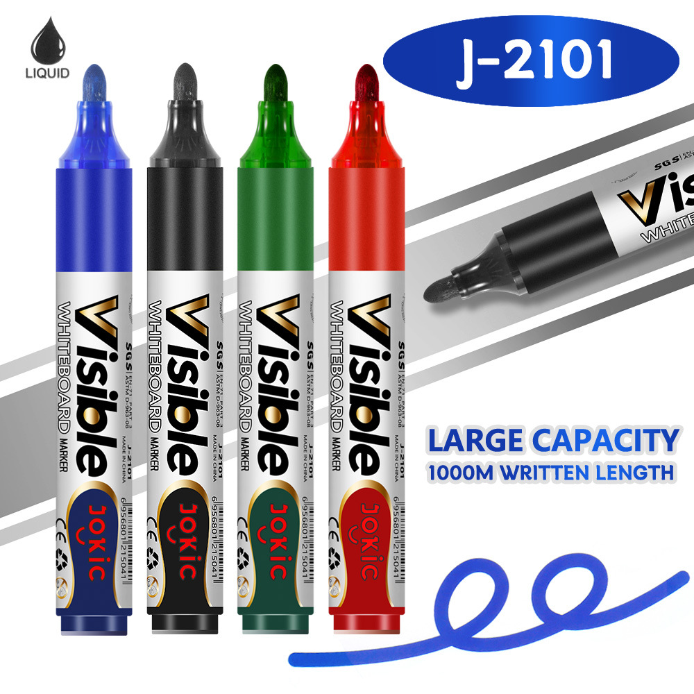 Protección del medio ambiente lápiz de pizarra borrable de gran capacidad tinta intercambiable de oficina acuosa azul negro rojo grueso lápiz de pizarra al por mayor