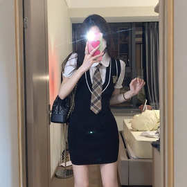 2026夏季连衣裙女学院风韩版ins甜辣妹气质短裙包臀裙JK制服款