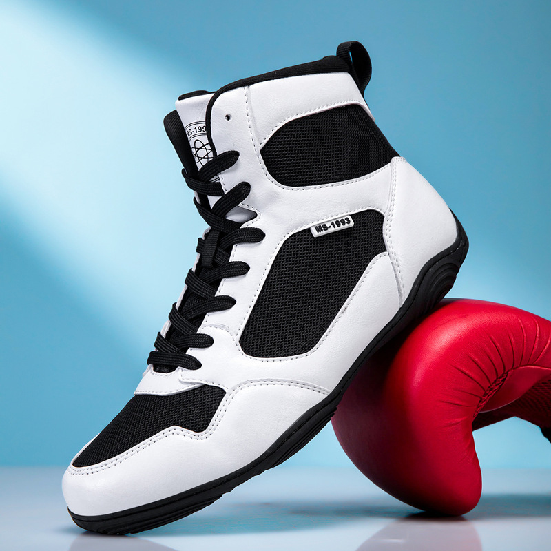 Boxing Shoes, Wrestling Shoes, Chinese-Style Rubber Shoes, Genuine Leather, Wear-Resistant, Non-Slip, Breathable, Squat Gym-Specific Training Shoes