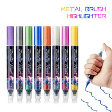 Amazon金属色秀丽笔梦幻细闪双色涂鸦学生绘画标记专用按动荧光笔