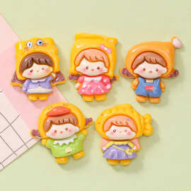 卡通可爱鸡腿薯条女孩儿童玩具发夹咕卡贴片套装奶油胶娃娃机饰品