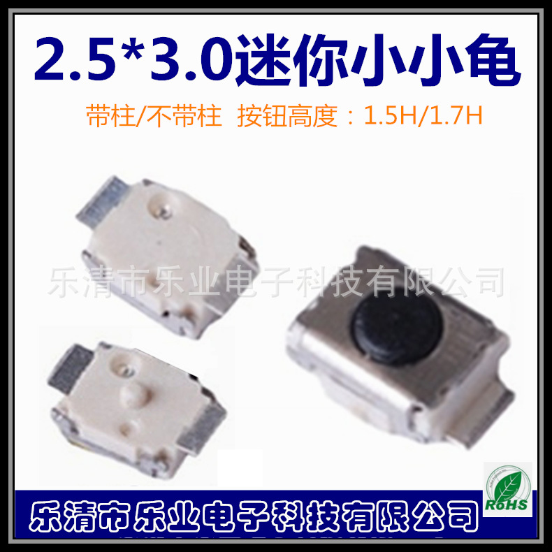 两脚立式小小龟3*2.5*1.5正按按键开关轻触迷你优质微型按钮