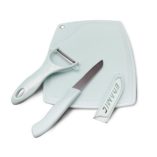 Nordic wheat straw cupboard three -piece stainless steel fruit knife ceramic peeling device Kitchen baby food supplementary food tool