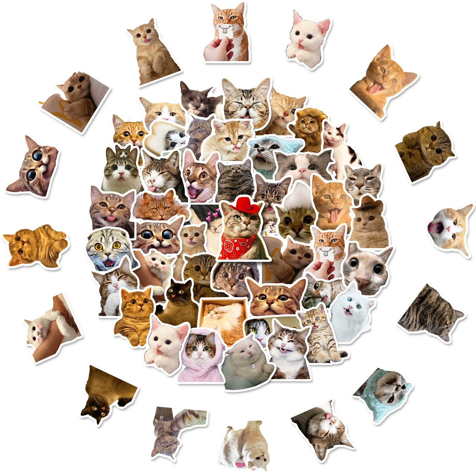50 котинговые наклейки кошки милые котята CUTE сеть красный кот эмодзи наборы граффити кросс-бордер наклейка оптом