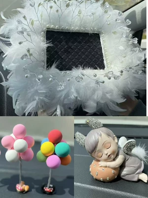 Car ornaments — Car Ornaments Kt Car Interior - 98-pink-and-white-ball-colored-ball-anti-slip-mat-doll