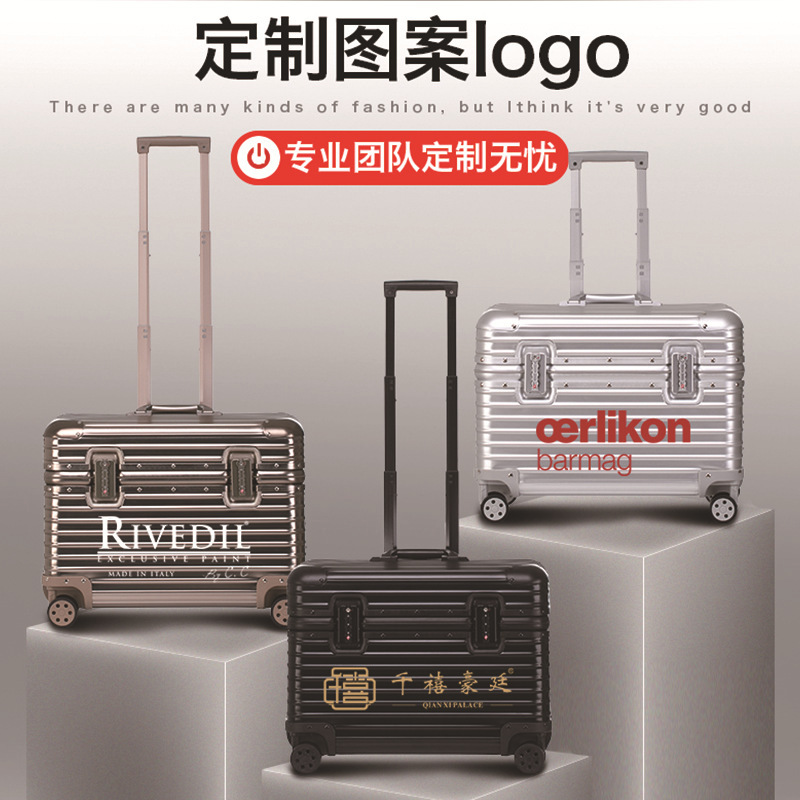 All-Aluminum Magnesium Alloy Photography Trolley Case with Flip Cover 20inch Camera Case Horizontal Captain Case Men's Boarding Suitcase Women