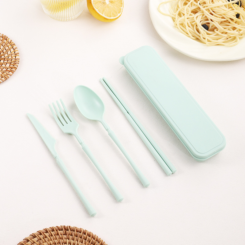 プラスチック家庭用食器袋卸売ポータブルPPナイフ、フォーク、スプーン、箸4点セット子供と学生のためのコンプリートセットAmazon|undefined