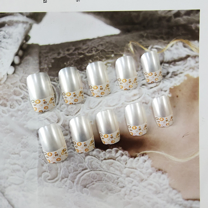 Elegante plata y oro parche de manicura de moda decoración de patrón exquisito desgaste de uñas transfronterizas venta caliente atmósfera noble manicura