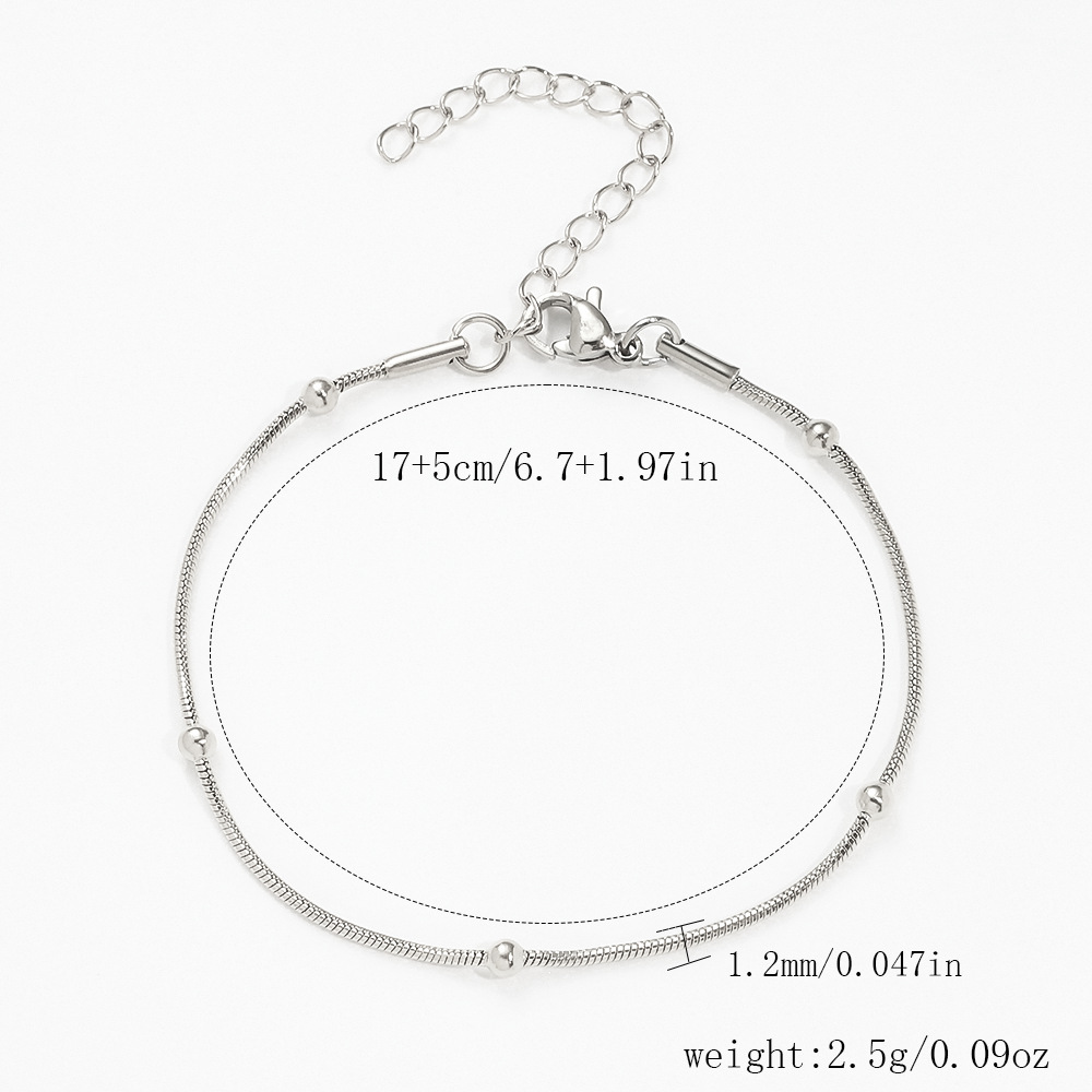 스틸 컬러 [1.2 라운드 스네이크 비즈] 17+5cm