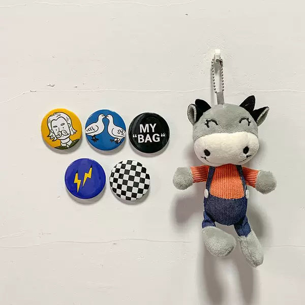 Denim pendant, badge