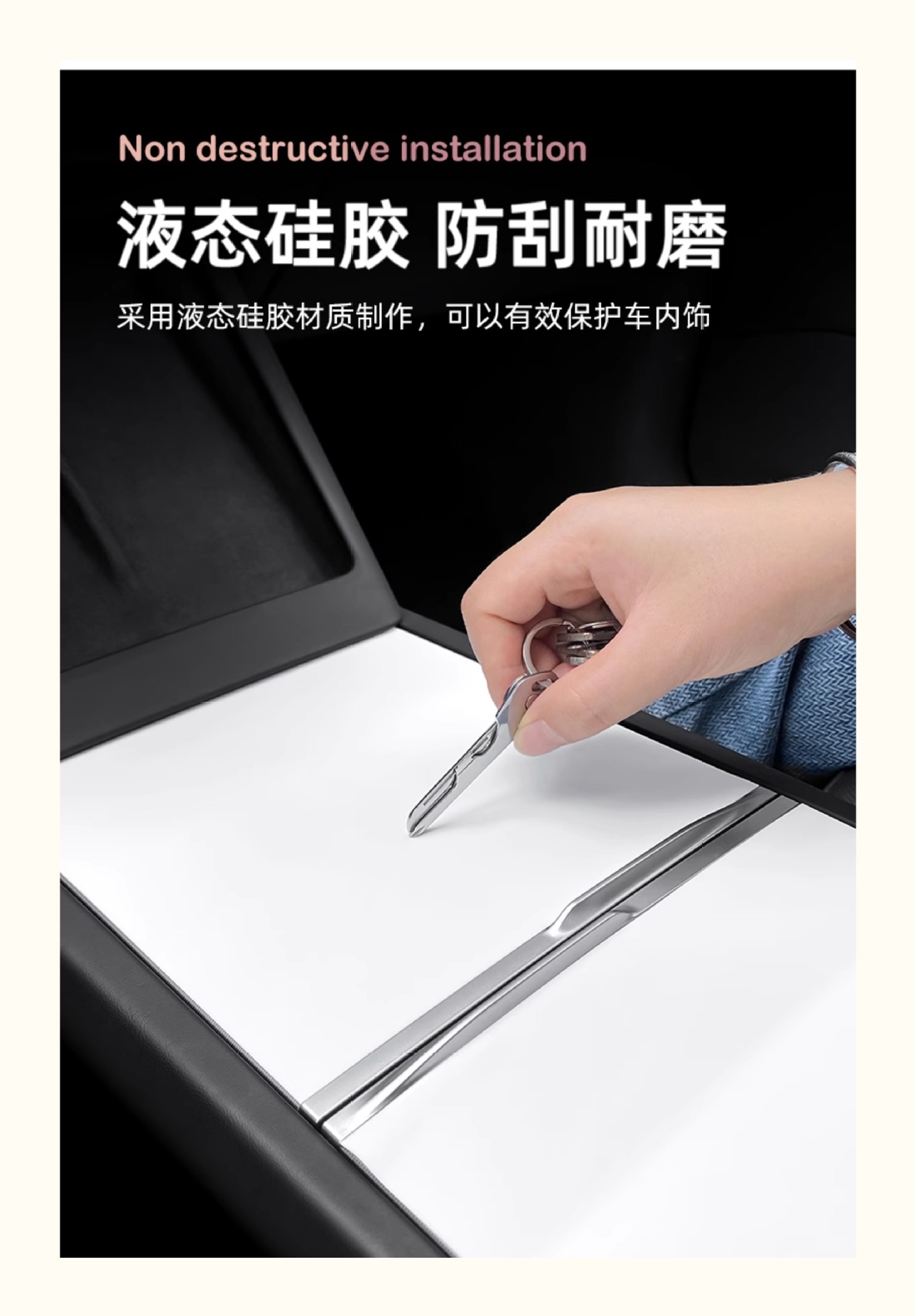 Suitable for Tesla Model Y/3/Yl Central Control Silicone Panel Protective Film, Interior Decoration Accessories, Anti-Slip