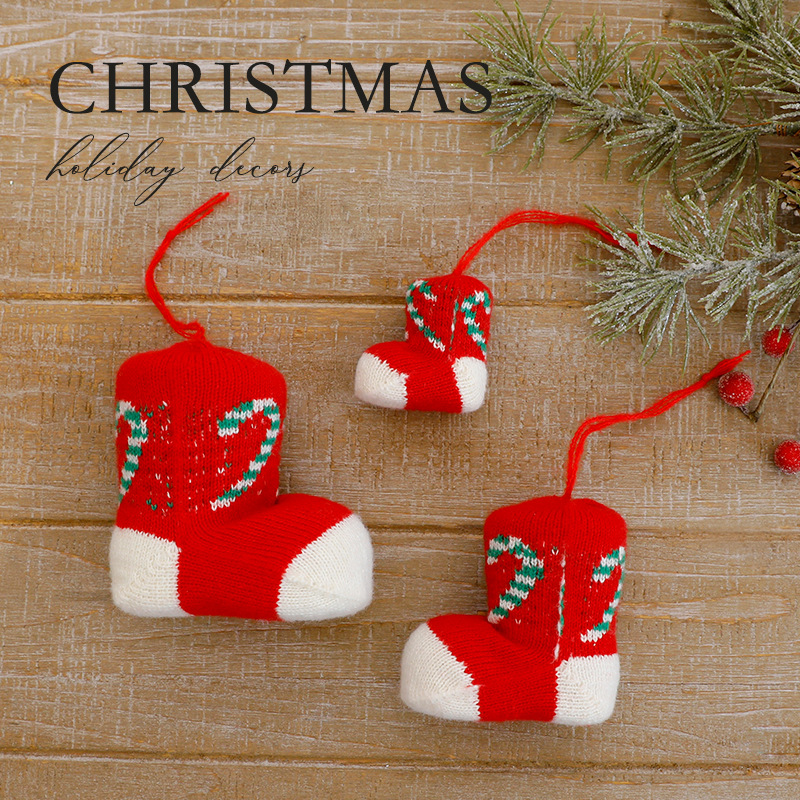 Amazon nueva Navidad mini calcetines de Navidad colgante decoración del árbol de Navidad botas de color colgante al por mayor image 2