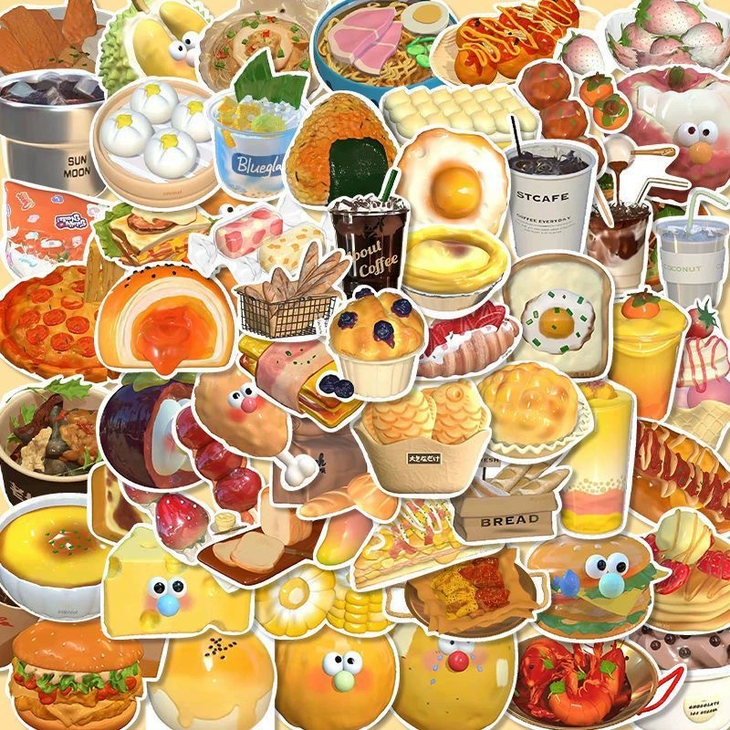 100 еды гамбургер торт пицца аватар бумага креативная водонепроницаемая наклейка скутер компьютер планшет наклейки