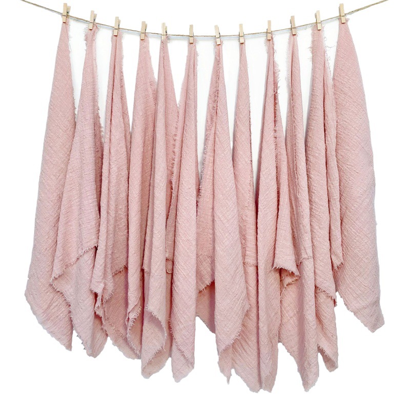 Suministro exclusivo transfronterizo de tela para servilletas de Amazon, algodón de bambú, mantel individual de decoración para bodas con borde de flecos de algodón completo, tela arrugada con borde de borlas.