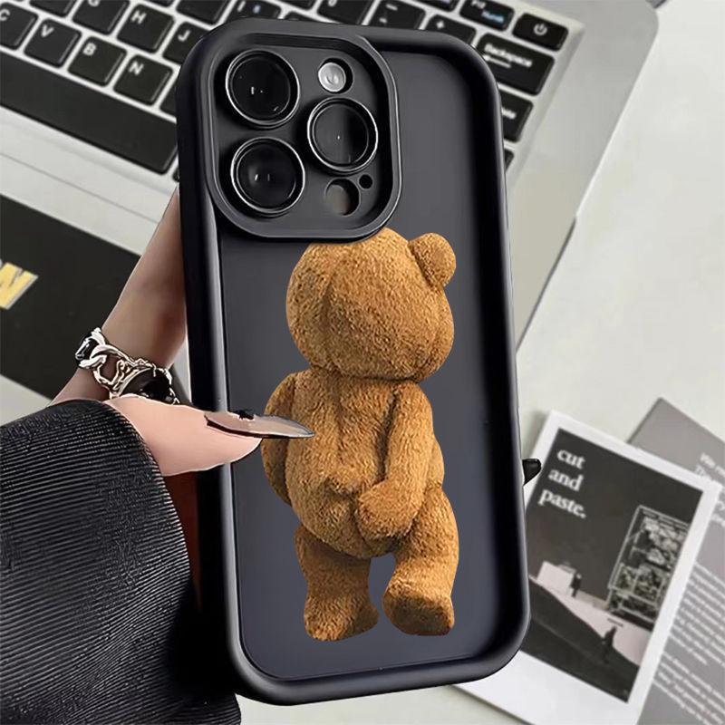 泰迪熊适用苹果16/15手机壳iphone14promax气囊13/11软17全包防摔