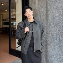 韩版小众秋季新款金属装饰造型设计感夹克男潮流百搭宽松休闲外套