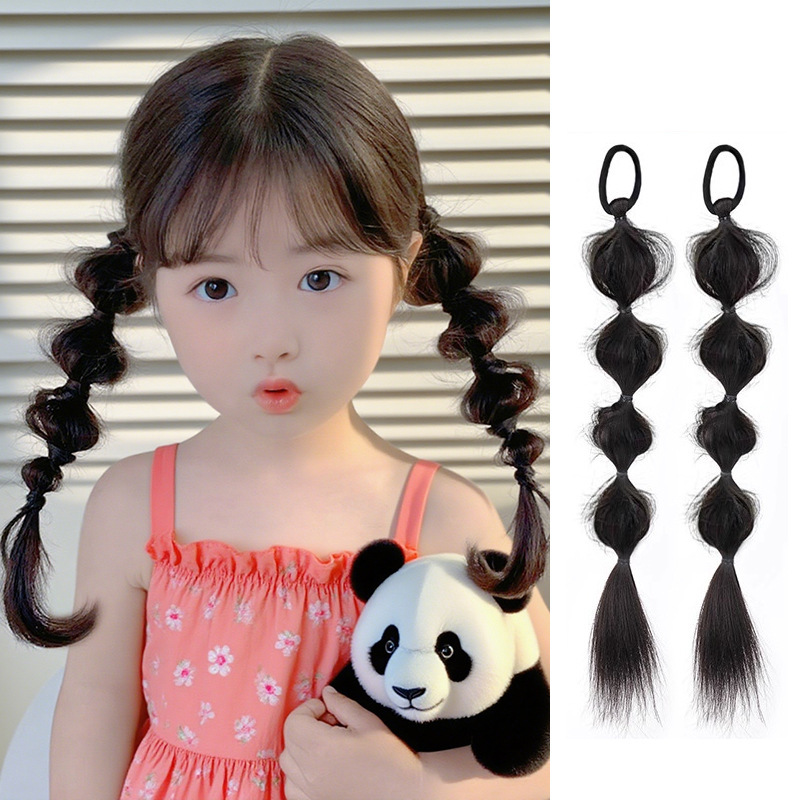 Manufacturer's Ready-Made Children's Wig Braids for Girls, Cute Bubble Braids for Little Girls, Artificial Hair Braids, Lantern Braids, Double Ponytails