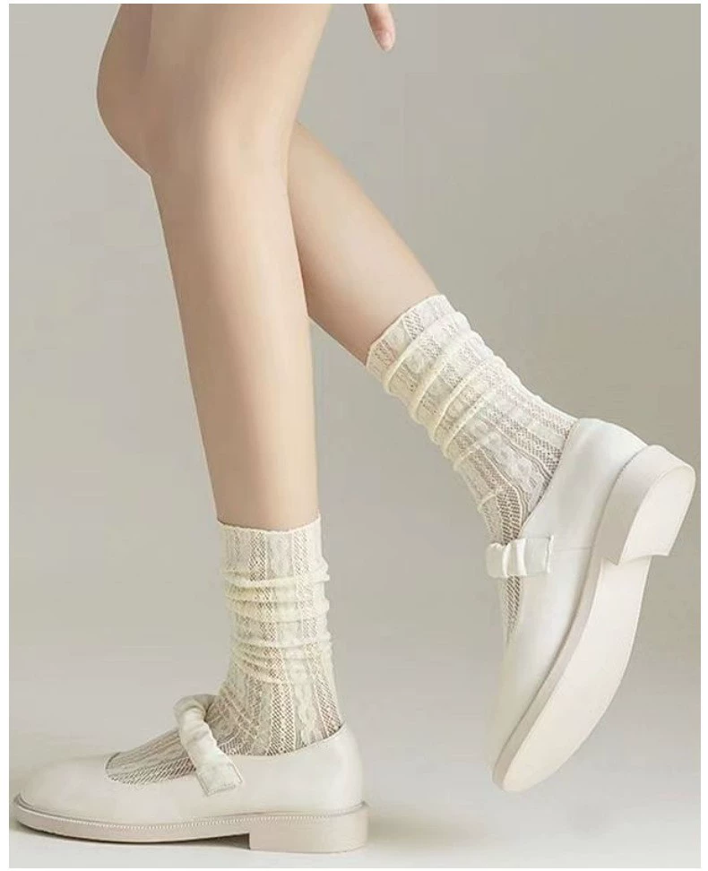 Lace tights, Japanese cute uniform style, patterned net, one size