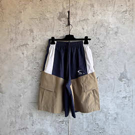 天花板高品质巴黎B家25fw 新款拼接短裤科技面料运动与工装拼接