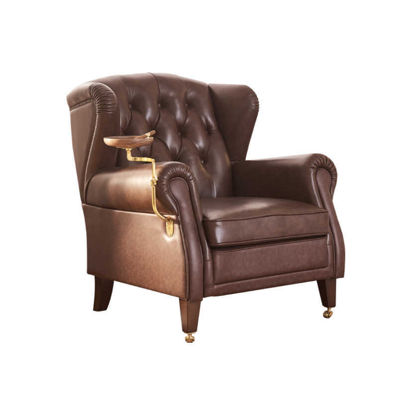 Silla de cigarro de viento medieval 1919 whisky cabeza de cuero vintage de cuero padrino silla de sillón individual