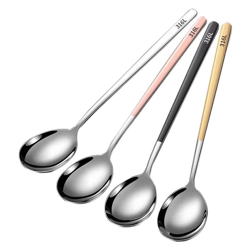 316 Cuchara de acero inoxidable Cuchara de arroz de alto valor para el hogar Cuchara de hielo Cuchara de sopa coreana de mango largo Cuchara de postre Cuchara de mezcla gruesa