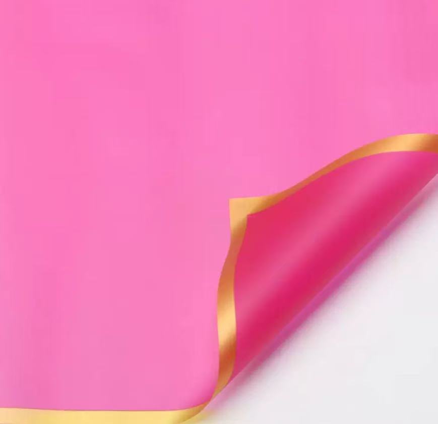 Borde dorado película de gelatina impermeable papel mate flor papel de embalaje ramo floral Día DE LA Madre material de papel de embalaje al por mayor