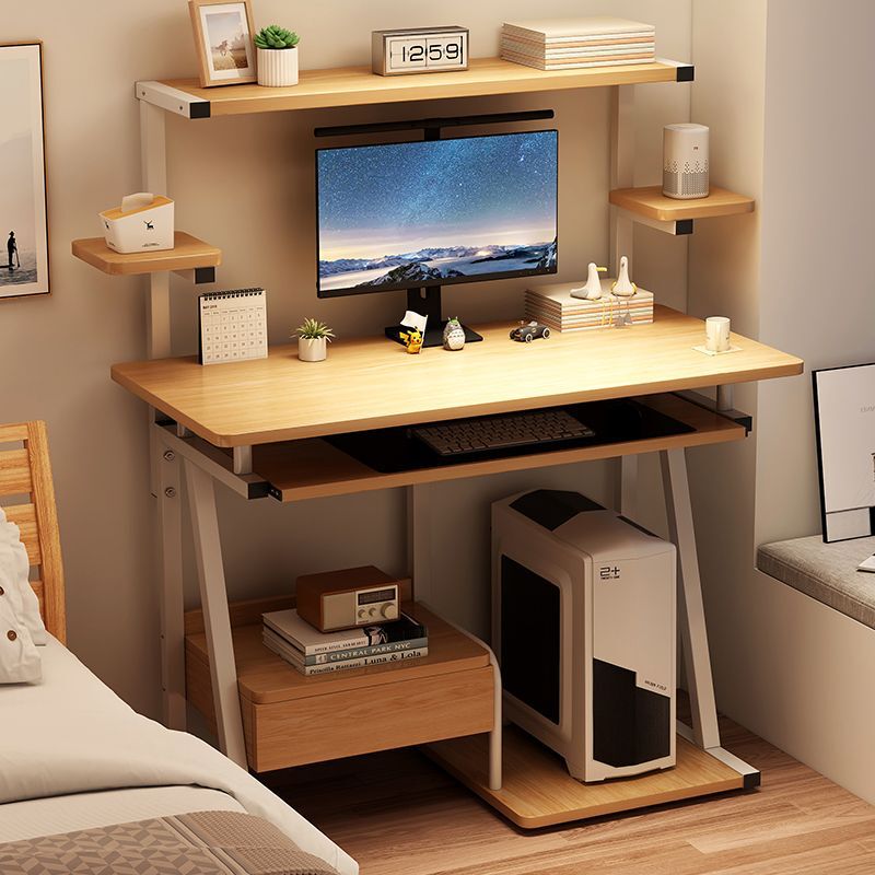 Small Computer Desk Desktop Home Office Learning Mobile Double-Layer Simple Mini Desk Bookshelf for Printer New