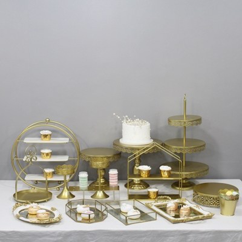 Tabla de postre de hierro forjado blanco decoración de exhibición de bandeja de pastel de estilo europeo de la tarde té de refrigeración de mesa de comida fría image 30