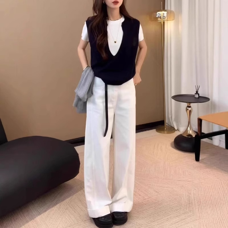 假两件短袖针织衫t恤女大码夏季胖mm冰丝薄款宽松显瘦上衣|undefined