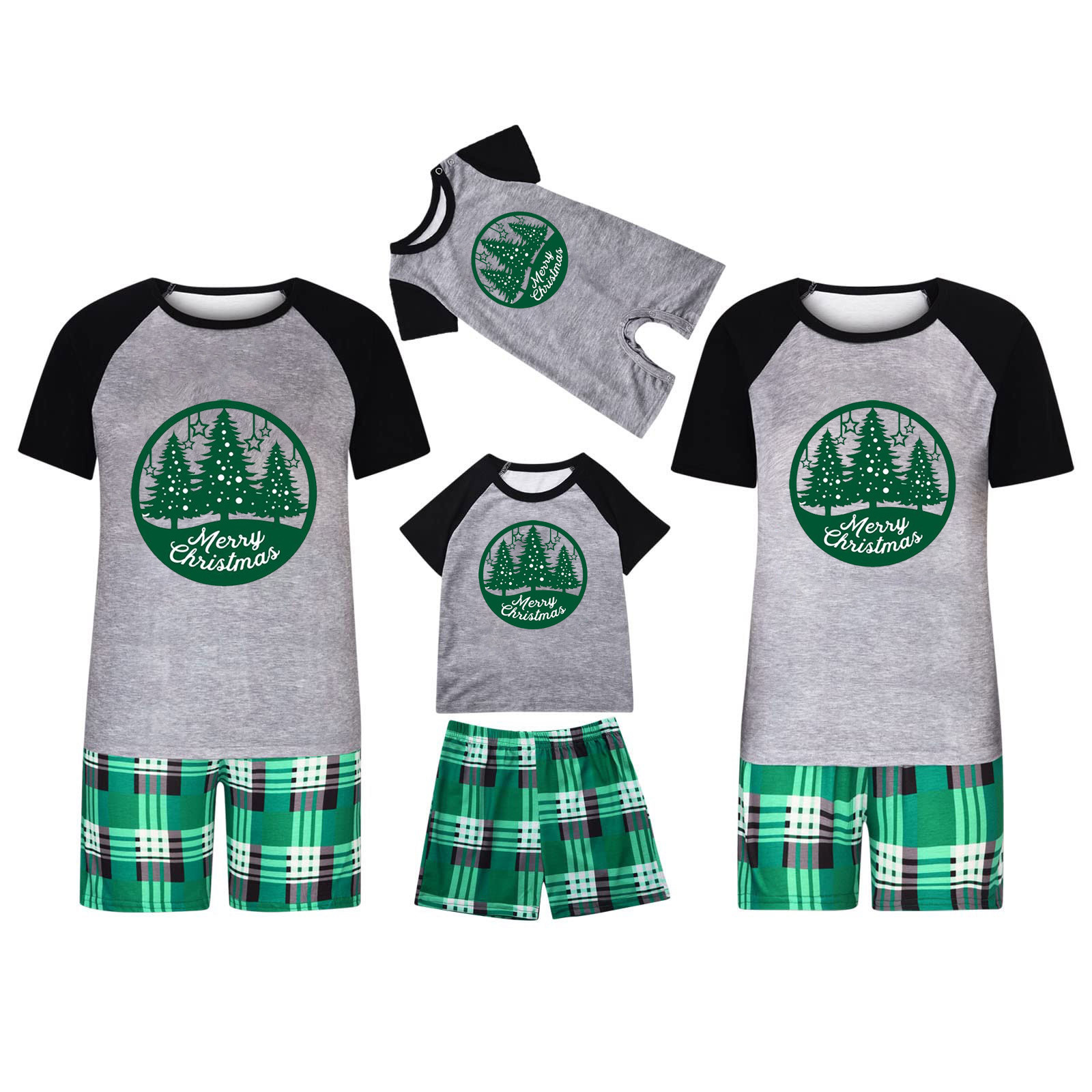 Cruzar la frontera europea y americana verano más tamaño desgaste del hogar padre-niño Traje a cuadros ropa de Navidad manga corta desgaste del hogar traje casual venta al por mayor