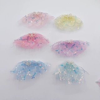 儿童饰品配件网纱亮片珍珠蝴蝶结手工打结娃娃公主网纱裙子装饰