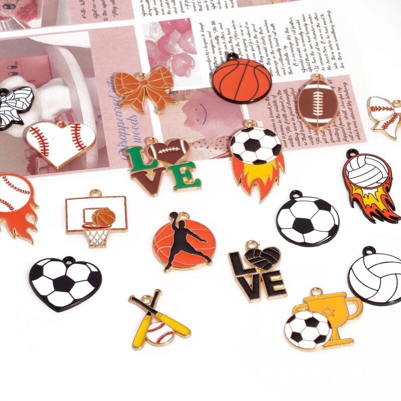 [Original] Ball Collection Football Volleyball Rugby Basketball Oil Drop Alloy Accessories Pendant Bracelet