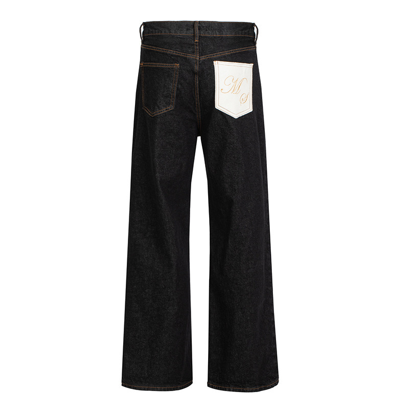 Plus Size Black Low-Waist Bootcut Jeans for Women in Autumn and Winter Fleece-Lined Loose Wide Legs Without Leg-Sticking Draped Horseshoe Bell-Bottom Pants