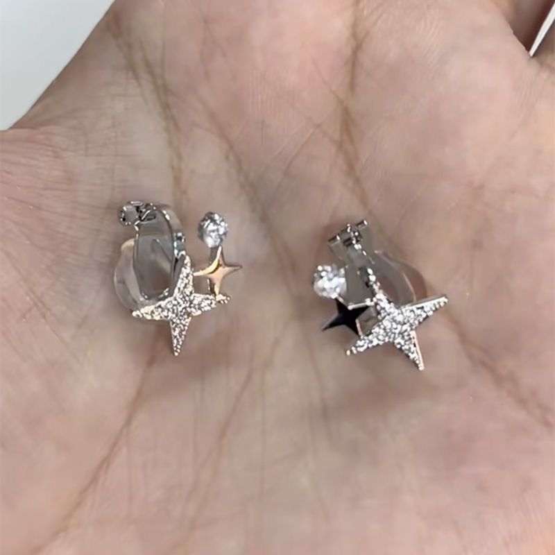 Cinta Estética Clip para la oreja Mujer Circon Ballet Bowknot Sin orejas Pinza para la oreja para el nicho femenino Pendientes para estudiantes mayores Mujer