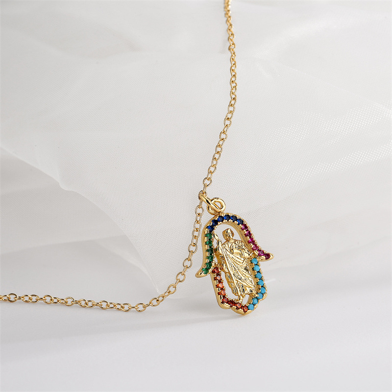 Fashion Geometric Copper Inlay Zircon Necklace