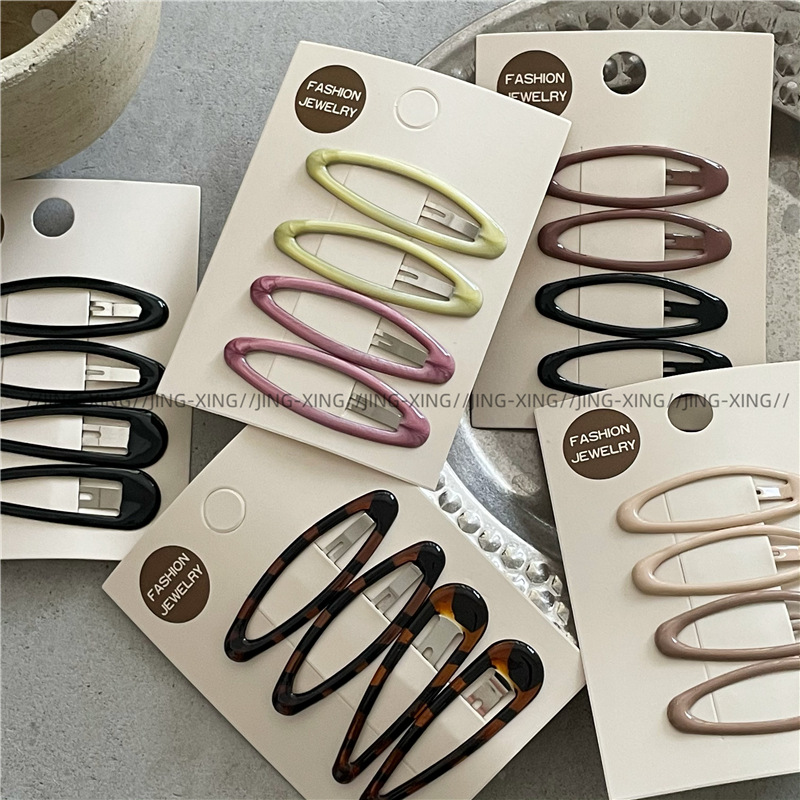 fashionable elegant leopard print dripping water drop bb clip bang clip new cute girl colorful oval barrettes side clip