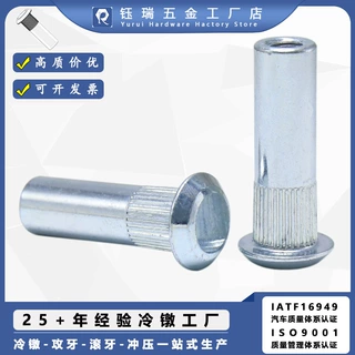 定制紧固件螺母铁镀锌家具锁紧预埋圆头竖纹盲孔圆槽夹板T型螺母