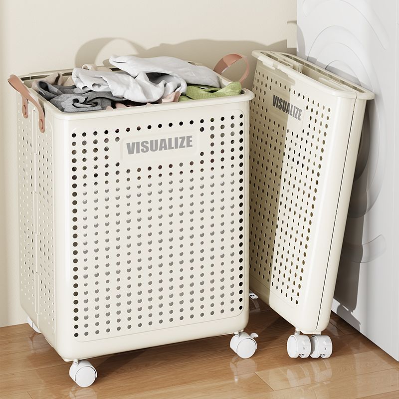 Cesta plegable para ropa sucia Cesta portátil multifuncional para ropa sucia hueca para el hogar con ruedas Cesta de almacenamiento para el balcón del baño
