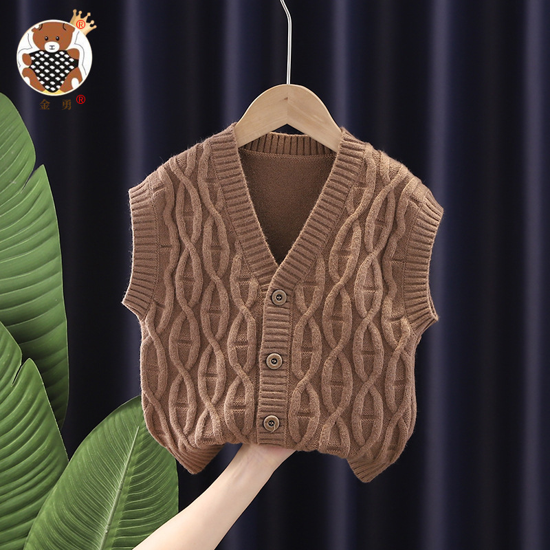 [Jin Yong] entrega de una pieza estilo coreano 2021 otoño ropa para niños suéter para niños y niñas Chaleco de torsión cardigan