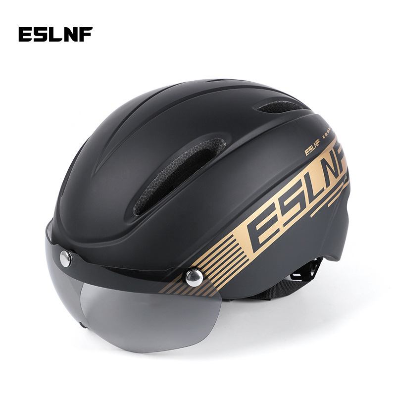 Eslnf Goggles Helmet Bicycle One-Piece Safety Helmet Mountain Road Bike Cycling Hat Helmet Equipment