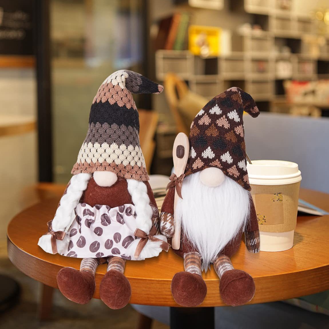 2023 nuevo festival de café transfronterizo muñeca sin rostro colgando café molido a mano decoración navideña decoración diaria del hogar