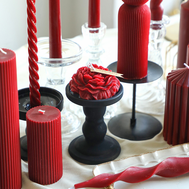 Vela aromática de cera de soja retro francesa color borgoña, vela romántica para bodas, decoración para el hogar, portavelas, venta al por mayor por pieza