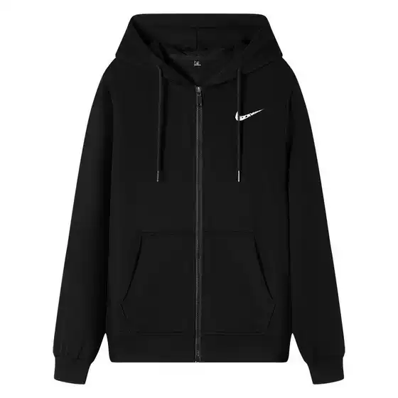 Sweatshirt Men's Spring and Autumn Zipper Cardigan Loose Sports Top Plus Velvet Pocket Jacket Men's Youth Solid Color Hoodie